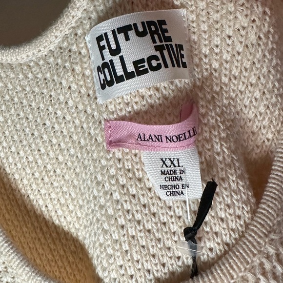 NWT Future Collective Sleeveless Knit Fringed Hem Dress Beige Women’s Size XXL - Picture 7 of 10